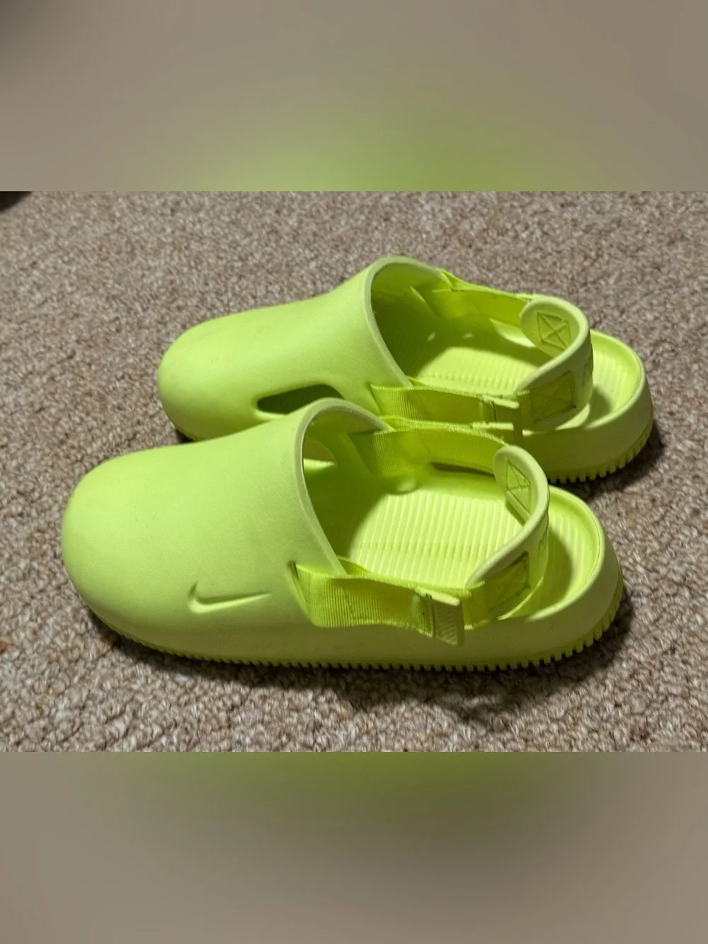Nike Neon Lime Slip-On Clogs with Back Strap